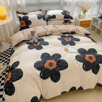 Cottonight Black Sunflower Comforter Set Full Black Beige Floral Bedding Comforter Set Full Big Flowers Cute Quilts Botanical Black White Blankets Elegant Bedding Set for Women Girls Female Teens