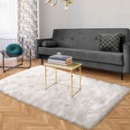 White Faux Fur Rug 3x5 Faux Sheepskin Rugs for Living Room Fluffy Washable Area Rugs for Bedroom Nursery Room Luxury Room Decor Furry Fuzzy Rug Rectangle Carpet