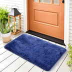 Noahas Door Mat Indoor Entrance,2x3 Shaggy Navy Blue Black Area Rugs for Entryway,Non-Slip Fluffy Entry Bedroom Rug,Soft Plush Bedside Throw Kids Carpet