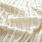 Aormenzy Cable Knit Throw Blankets 90 x 90 Inches, Soft Cozy and Lightweight Knitted Blanket, Machine Washable Acrylic Blanket, Decorative Throw Blanket for Couch Sofa Bed, Cream White