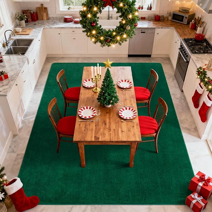 Andecor Shag Area Rug Fluffy Carpets, 5x7 Green Washable Living Room Bedroom Rugs, Soft Fuzzy Indoor Rugs for Dorm Boys Girls Kids Room Nursery Home Decorations