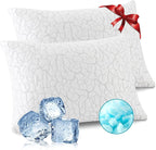 Cooling Pillows for Sleeping 2 Pack, King Size Adjustable Shredded Memory Foam Pillows, Firm Bed Pillows for Side, Back, Stomach, Hot Sleepers, Cold Pillow with Removable Washable Cover