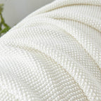 Longhui bedding 100% Cotton Ivory White Lightweight Cable Knit Throw Blanket for Couch Sofa Bed Home Décor – 50“ x 60”, Bonus Laundering Bag, Machine Washable