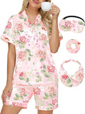 DOLOS Silk Satin Pajama Set for Women Short/Long Sleeve 2-Piece Silky Pajamas for Women Button Down Pjs Sleepwear Loungewear