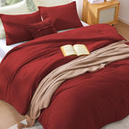 WRENSONGE Queen Comforter Set - 3 Pieces Prewashed Bright Red Comforter Soft Lightweight for All Seasons,Down Alternative Comforters Queen Size with 2 Pillow Shams