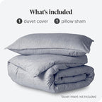 Bare Home Bedding Duvet Cover Extra Long - Premium 1800 Super Soft Collection - Lightweight, Duvet Cover - Soft Textured (Twin/Twin XL, Heathered Midnight Blue)
