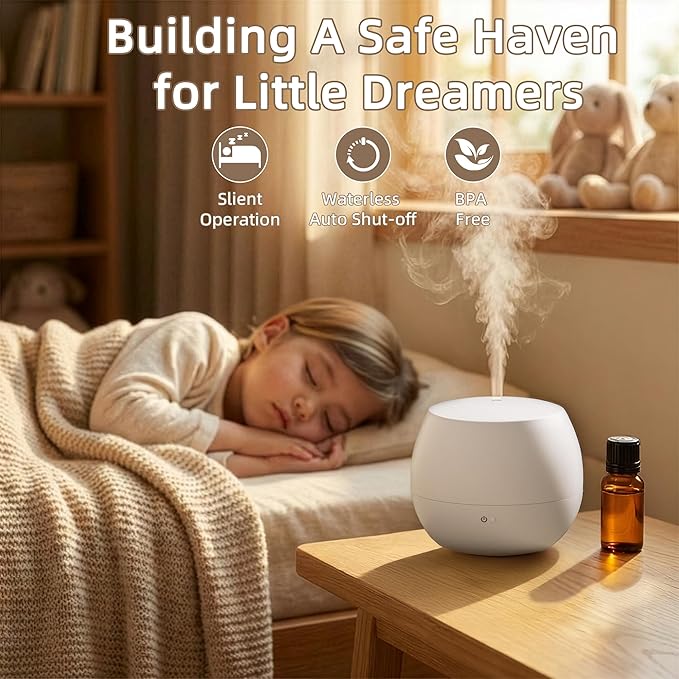 Essential Oil Diffuser: 2-in-1 Ultrasonic Aromatherapy Humidifie with Auto Shut-Off, Quiet Operation Fragrance Diffuser for Office/Bedroom/Hotel/Spa Relaxation, Home Scent Diffuser (White)