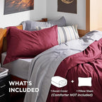 Bedsure Duvet Cover Twin/Twin XL Size - Soft Double Brushed Bedding Set for Kids & Adults, Zipper Closure, 2 Pieces, Includes 1 Duvet Cover (68"x90") & 1 Pillow Sham, NO Comforter, Burgundy Red