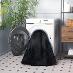 SAFAVIEH Washable Rug Faux Rabbit Fur Shag Collection - 2'3" x 6' Runner, Black, Slip Resistant & Easy Cleaning, Ideal for Accent Space, Foyer, Bedside, Bathroom, Nursery, Boys & Girls Room (FRF100Z)