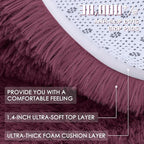 OLANLY Burgundy Round Rugs for Bedroom - Machine Washable, 7 ft Circle Area Rugs for Living Room, Soft and Fluffy Shaggy Carpet for Teen Girls and Boys, Nursery Rooms, Dorms, Home Decor Aesthetic