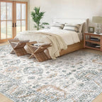 XLUEZ Area Rug 10x14 Living Room Rugs, Machine Washable Vintage Distressed Boho Area Rug Non-Slip Soft Low Pile Large Indoor Rugs for Bedroom Kitchen Dining Room Office(Brown Green,10'x14')