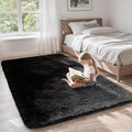 Shag 3x5 Area Rug, Black Rug for Bedroom Living Room, Non-Slip Ultra Soft Plush Fluffy Shaggy Fuzzy Rugs for Pet, Kids Room, Dorm, Bedside, Office, Entryway, Playroom, Bathroom, Modern Carpet