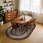 5x8 Oval Living Room Area Rug Washable Modern Border Bedroom Bedside Area Rugs Non Slip Low Pile Dining Room Oval Throw Carpet Contemporary Rugs for Living Room Kitchen Nursery, Brown