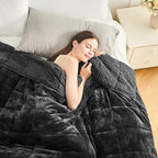 Cottonblue Weighted Blanket 20lbs for Queen Ded - Ultra Soft, Cozy Comfort Sherpa Blanket for Relax and Sleep, Heavy Bed Blankets with Glass Beads, 60x80 Inches,Black