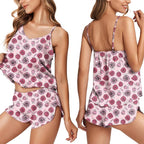Ekouaer Silk Pajamas for Women Satin Cami Pjs Set V Neck Camisole Shorts Set Adjustable Strap Sleepwear