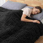 Sherpa Fleece Adult Weighted Blanket Great for Sleep, 15 lbs Dual Sided Soft Fuzzy Heavy Blankets for Couch Bed Sofa, Cozy Warm Fluffy Arched Jacquard Throw for Winter (Black, 48" x 72", 15 Pounds)