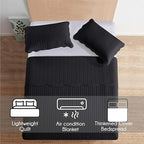 IR Imperial Rooms Twin Quilt Bedding Set Size (68” x 86”) + 1 Pillow Shams (20” x 26” + 2”) - 2 Pcs All Season Lightweight Reversible Microfiber Coverlet Embossed Quilt Bedspread (Black)
