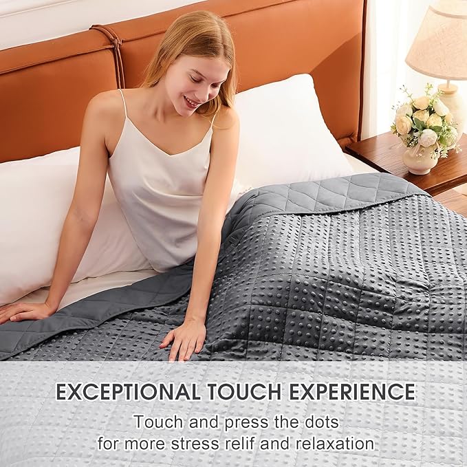 Grey Weighted Blanket for Adults 20lbs, 48"x72", Twin Full Size Cooling Minky Heavy Throw Blanket for 130-220lbs, Soft Winter Thick Big Blankets Weighted Comforter Gift for Sleeping