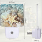 Starfish Seashell on Beach Night Light, Summmer Beach Night Light Plug into Wall with Dusk to Dawn Sensor, LED Lamp Energy Saving Lights for Men Women Boys Girls,Lamp for Bedroom Bathroom Hallway