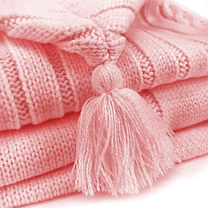 XMWEALTHY Newborn Baby Wrap Swaddle Blanket Knit Sleeping Bag Receiving Blankets Stroller Wrap for Baby Light Pink 0-6 Month