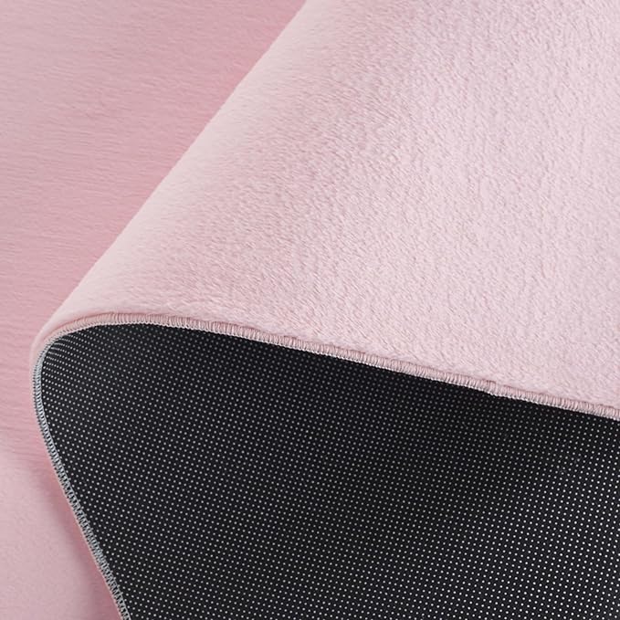 SAFAVIEH Washable Rug Faux Rabbit Fur Shag Collection - 2'3" x 8' Runner, Pink, Slip Resistant & Easy Cleaning, Ideal for Living Room, Hallway, Foyer, Nursery, Bedroom, Boys & Girls Room (FRF100U)