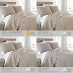 Southshore Fine Living, Inc. Oversized Full Size Quilt Bedding Set, Lightweight Bedspread, Soft Coverlet 3-Piece Set with Two Matching Quilted Pillow Shams, All Season Full/Queen Quilts, Sandy Taupe