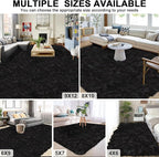 Large Shag Area Rugs 5x7 for Living Room, Ultra Soft Fluffy Black Rugs for Bedroom, Shaggy Living Room Rug, Plush Fuzzy Bedside Rug, Floor Carpets for Kids Dorms Room Home Decor, Upgrade Anti-Skid