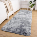 Softlife Area Rug for Bedroom, Fluffy Shag Plush Tie Dyed Rainbow Grey for Living Room Girls, Shaggy Throw Carpet for Kids Soft Fuzzy Runner Small 2x6 Runners for Hallways Dorm