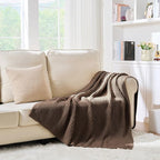 Dark Brown Chunky Knit Throw Blanket 60"x80" - Soft Cozy Knitted Blanket for Couch Sofa Bed, Cute Fall Decorative Throw for Living Room