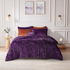 Intelligent Design Twin Comforter Set, Velvet Comforter Set , Luxury Diamond Quilting Comforter Set, Fluffy Comforter Bed Set with Decorative Pillowand 1 Sham, 3 Piece Purple, Twin/Twin XL