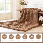 Chunky Knit Blanket - Luxury Soft Cozy 80 * 90 Throw Blanket,100% Woven Blanket Rope Knot Throw Blanket for Couch, Sofa, Home Decor, Gift - Machine Washable (Brown, 80 * 90)