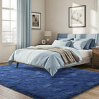 ISEAU Light Navy Rugs for Bedroom Living Room, Ultra Soft Shag Area Rug 4'x6' Carpet for Bedroom, Non-Slip Fluffy Dorm Rug for Kids Room Home Decor