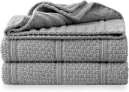 Amélie Home Premium Chenille Throw Blanket, Soft Cozy Moss Stitch Knit Blanket for Couch, Sofa, Chair, Home Decor, Grey 50"x60"