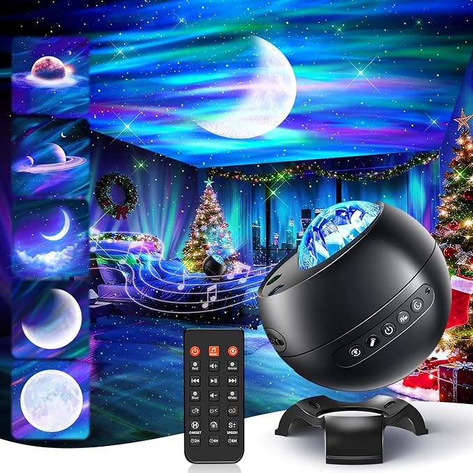 Northern Lights Projector Birthday Gifts for Him Galaxy Projector for Bedroom, 300+Colors Modes Aurora Light,15White Noise Sound Machine &Bluetooth Star Projector Galaxy Lights, Remote,Gifts for Boy