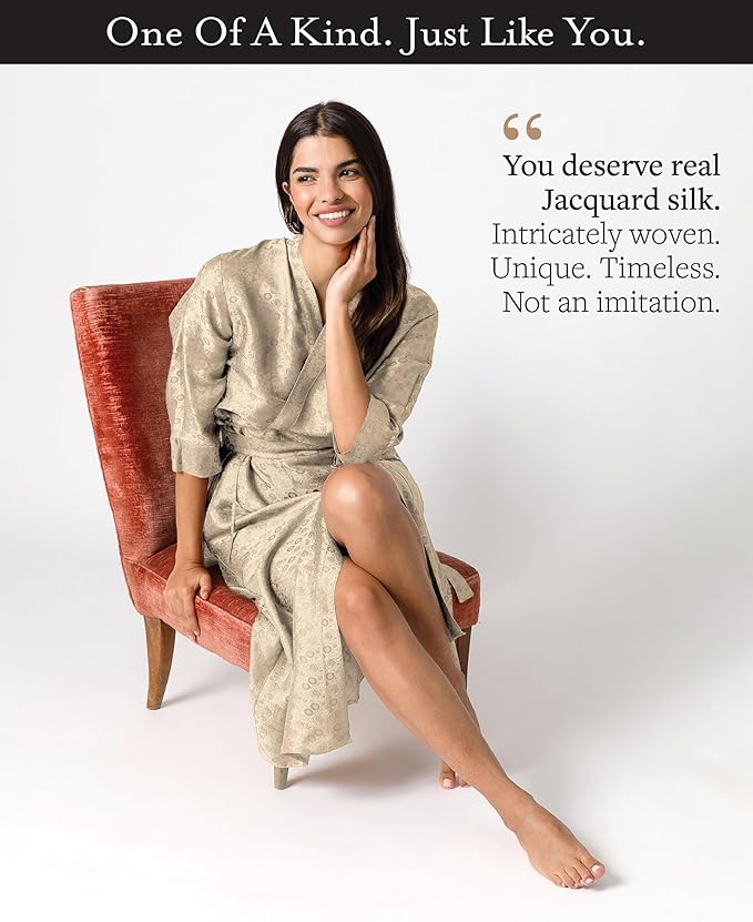 Tara Sartoria Luxury Artisan Silk Robe for Women, Washable, Full Length, Jacquard, XS–4XL, Oprah Daily 2025