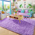 Amdrebio Purple Area Rugs for Bedroom Girls Room Decor Aesthetic, 5x7 Cute Fluffy Shag Lavender Rug for Living Room Dorm Classroom Nursery, Furry Plush Fuzzy Soft Lilac Carpet for Kids Baby Teens