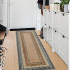 RUGSREAL Hallway Runner Rug 2x6 Braided Rug Machine Washable Kitchen Mat Farmhouse Runner Carpet Non Slip Stain Resistant Rustic Runner Modern Printed Area Rug for Living Room Bedroom, Sand/Bronze
