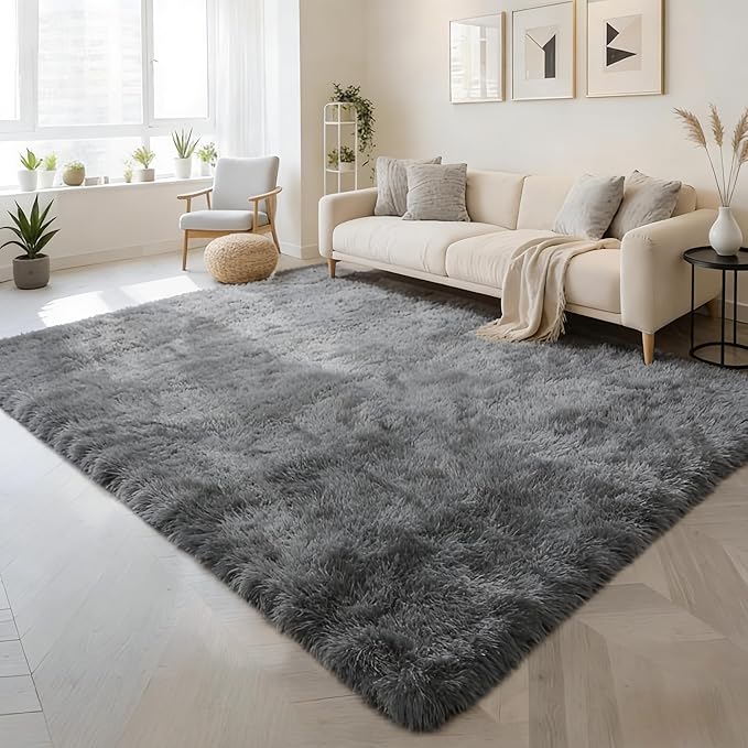 8x10 Area Rug Fluffy Shaggy - Ultra Soft Faux Fur Non-Slip Machine Washable Carpet for Bedroom, Living Room, Nursery & Dorm Cozy Home Decor
