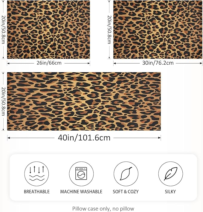 Satin Pillowcase for Hair and Skin, Leopard Print Silk Pillowcase Soft and Cozy Body Pillow Covers, Standard Size Satin Pillow Cases with Envelope Closure(20x26 Inch), 1PC