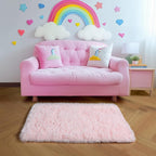 Amdrebio Pink 2x3 Mini Area Rugs for Girls Bedroom, Small Cute Fluffy Shaggy Soft Rug for Kids Room Decor, Shag Fuzzy Throw Floor Carpet for Door Entryway Reading Corner Baby Nursery Preppy Dorm