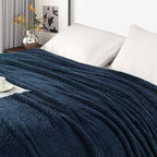 Exclusivo Mezcla Fleece Bed Blankets Queen Size, Ultra Soft, Lightweight and Fuzzy Navy Blue Blanket for Women, Home Decor, 90x90 Inches