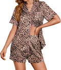 Ekouaer Womens Satin Silk Pajamas Set Short Sleeve Sleepwear Button Down Top and Shorts Loungewear 2 Piece Pjs Set S-XXL