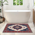 Area Rug 2x3 ft Entry Rug Washable Boho Rugs Non Slip Rubber Backing Low Pile Floral Door Mat Small Carpet for Bedroom, Bedside, Kids Room