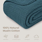 Comfy Cubs Muslin Blanket for Adults King 108" x 90" - 6 Layer Soft, Breathable & Lightweight Muslin Adult Blanket - Machine Washable & Designed in The US Bedding for All Seasons - Neptune