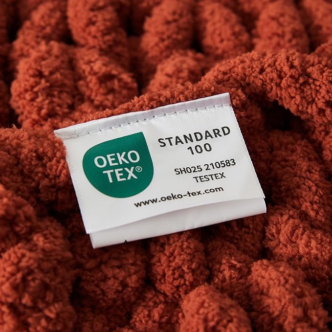 WESHIONGOO Chunky Knit Blanket Throw Knitted Throw Blankets for Couch Bed Fluffy Soft Blanket with Jumbo Chenille Yarn Thick 100% Handmade(Rust, 51"×63")
