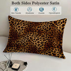 1 Pack Satin Pillowcase for Hair and Skin Abstract Brown Leopard Imitation Silk Pillowcase with Hidden Zipper Soft Breathable Smooth Cooling Pillow Cover King Size for Bedroom Sofa 20”x36”