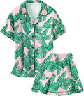 Girls & Womens Satin Pajamas Set, Silk Button-Down Sleepwear 2 Piece Nightwear, 3 Years - Women XXL