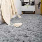 ISEAU Fluffy Runner Rug for Dorm, College, Apartment, Bedroom Plush Area Rugs, Shag Carpet with Rubber Backing Non Slip, Comfy Nursery Mat Bedside Rug for Kids Boys Room Home Decor, 2ft x 6ft, Grey