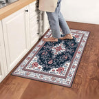 Area Rug 2x3 ft Entry Rug Washable Vintage Boho Rugs Non Slip Low Pile Floral Door Mat Small Carpet for Bedroom, Bedside, Kids Room, Office, Dining Room