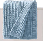 Chunky Knit Blue Throw Blanket for Couch Soft Cozy Thick Cable Knitted Throw Blankets for Sofa Bed Cute Decorative Throw Blanket for Living Room,50"x 60",Light Blue